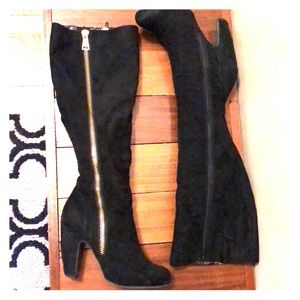 Sexy Black Faux Suede Boots